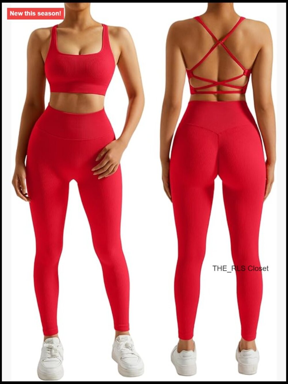Ribbed Workout Set 2 Piece Backless Sports Bra Seamless Leggings